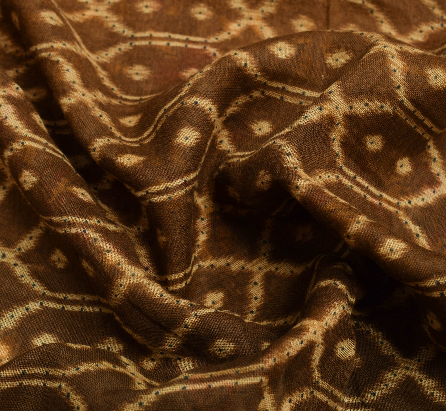 Sushila Vintage Saree 100% Pure Cotton Printed Dark Brown Soft Craft Fabric
