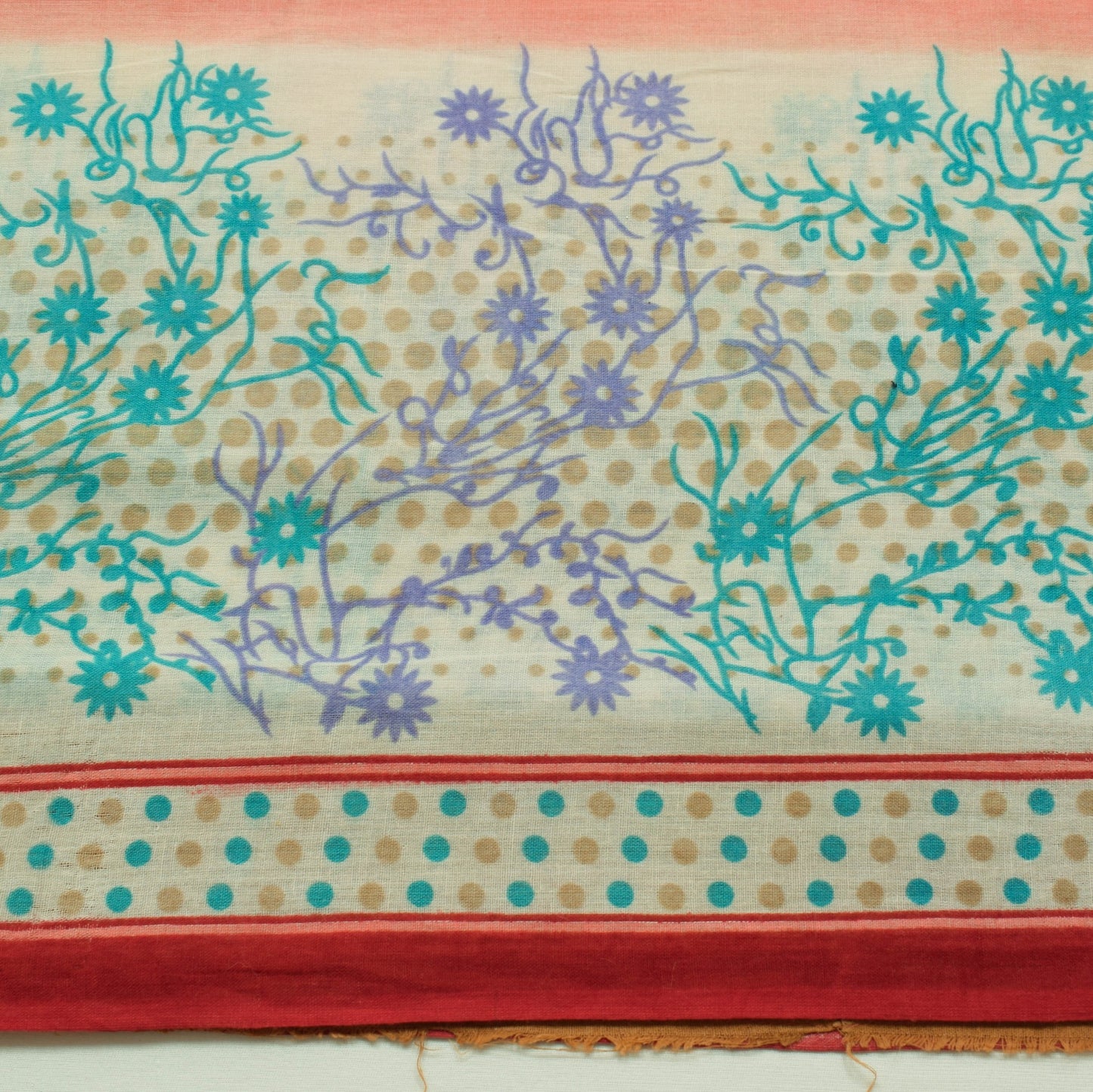 Sushila Vintage Pink Saree 100% Pure Cotton Printed Polka Dot Soft Craft Fabric