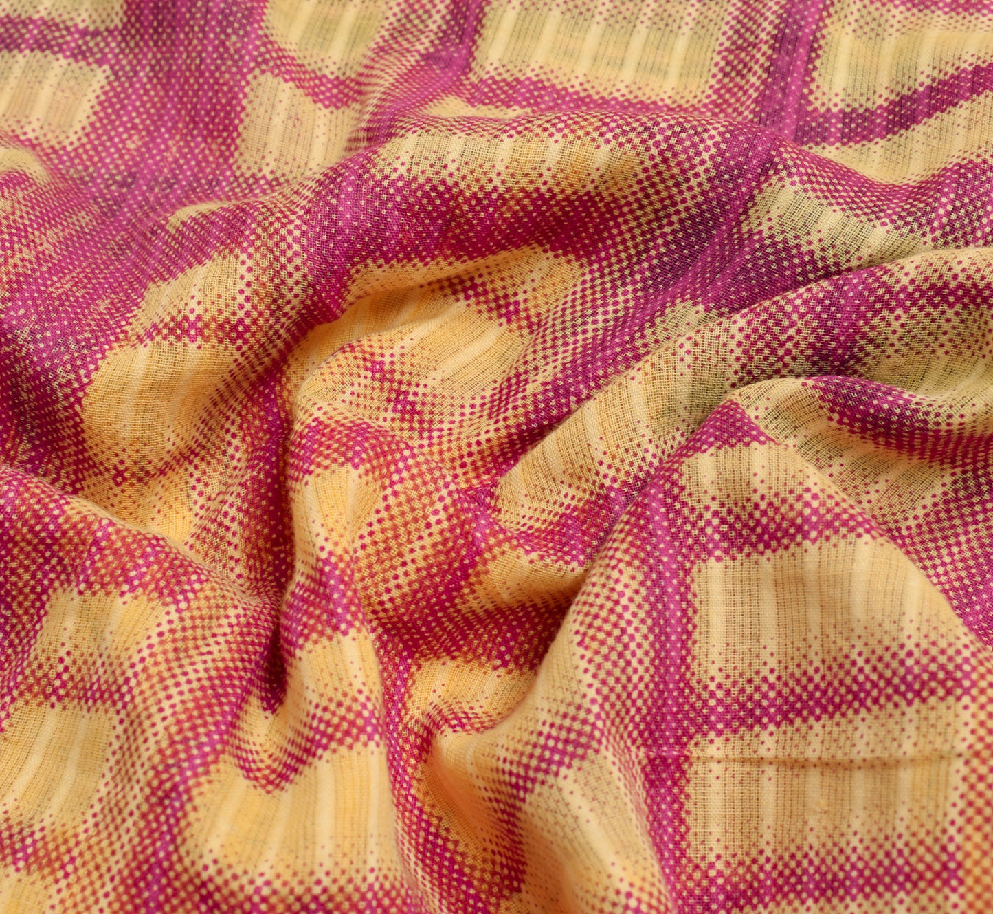 Sushila Vintage Women Saree 100% Pure Cotton Printed Cream Floral Craft Fabric