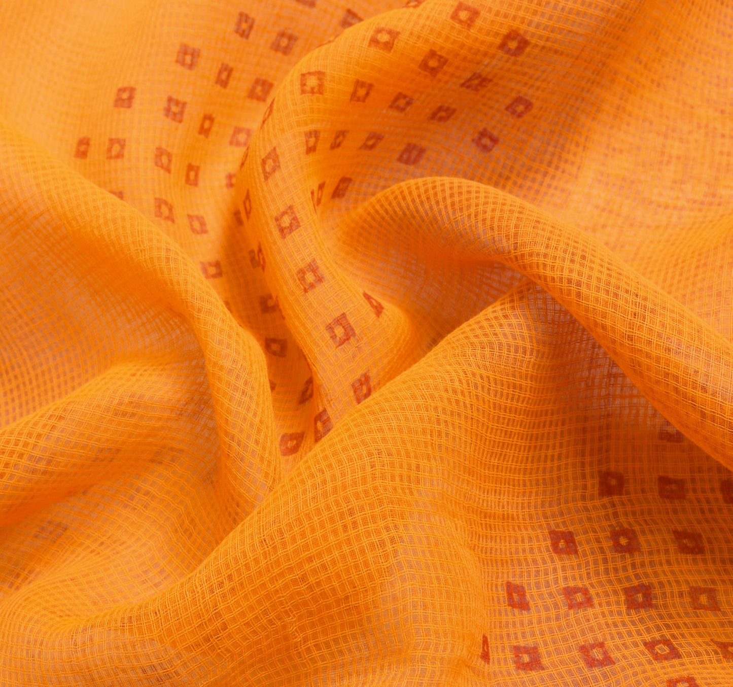 Sushila Vintage Orange Women Saree 100%Pure Cotton Bandhani Printed Craft Fabric