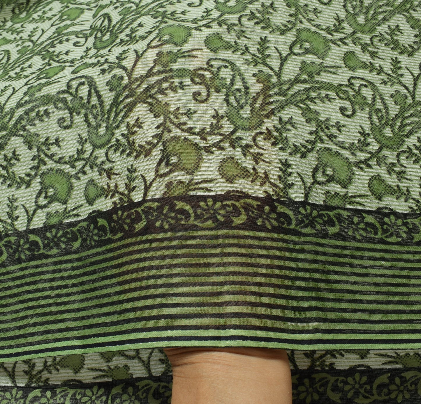 Sushila Vintage White Saree 100% Pure Cotton Printed Women's Floral Craft Fabric