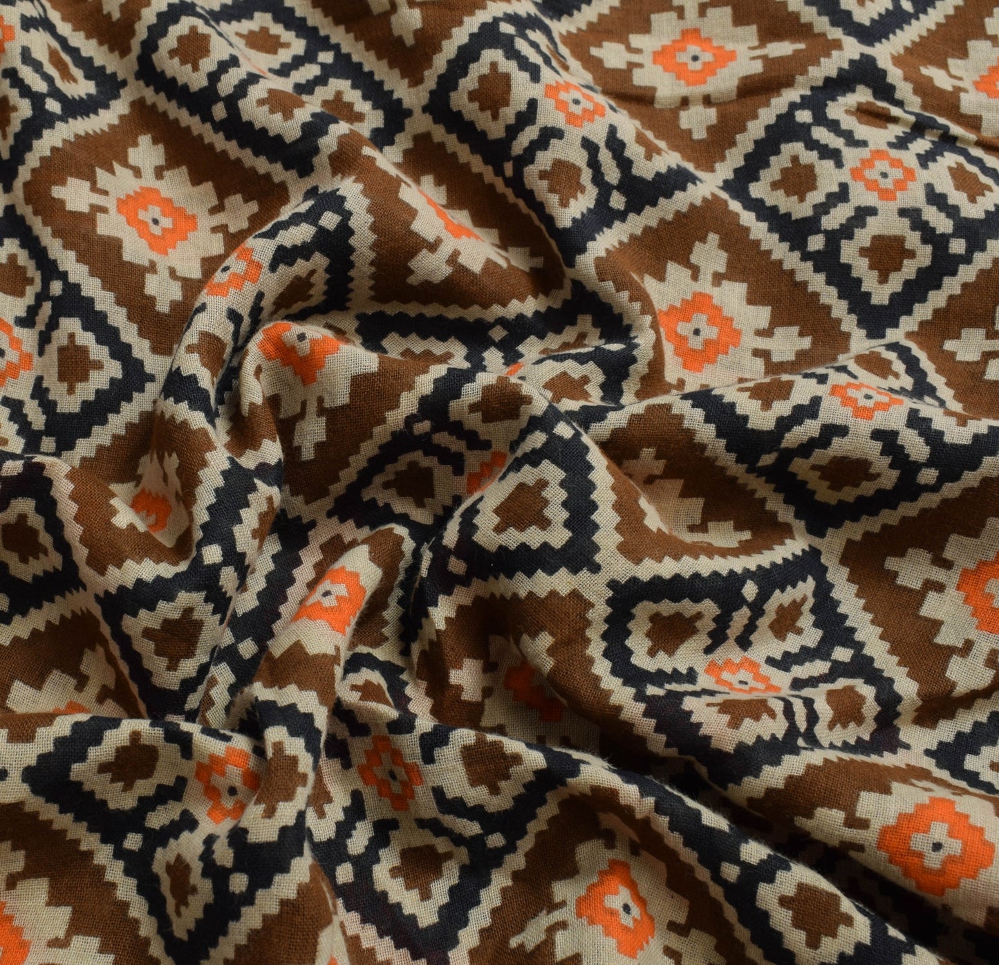 Sushila Vintage Brown Saree 100%Pure Cotton Printed Daily Wear Soft Craft Fabric