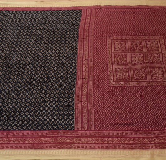 Sushila Vintage Black Saree 100% Pure Cotton Printed Daily Wear Craft Fabric