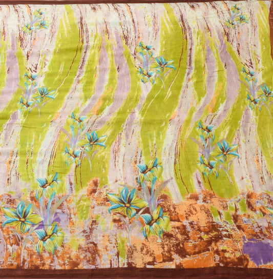 Sushila Vintage Floral Saree Pure Cotton Printed Soft Craft Multi-Color Fabric