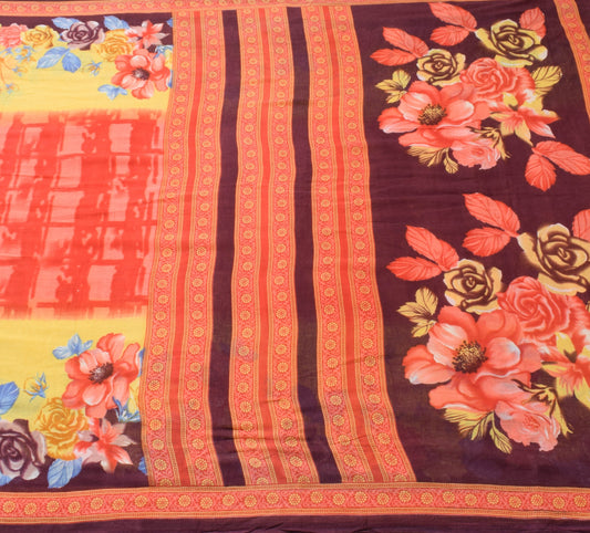 Sushila Vintage Floral Multi-Color Saree Pure Cotton Printed Women Craft Fabric