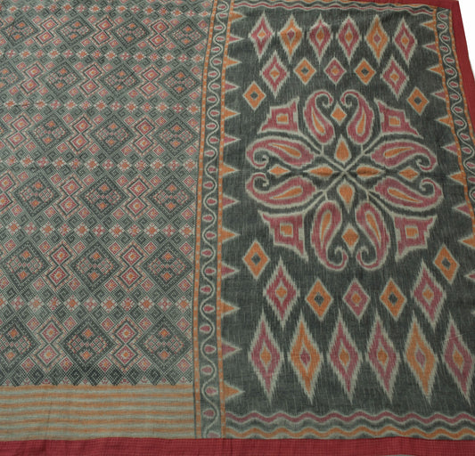 Sushila Vintage Black Geometrical Saree 100% Pure Cotton Printed Craft Fabric