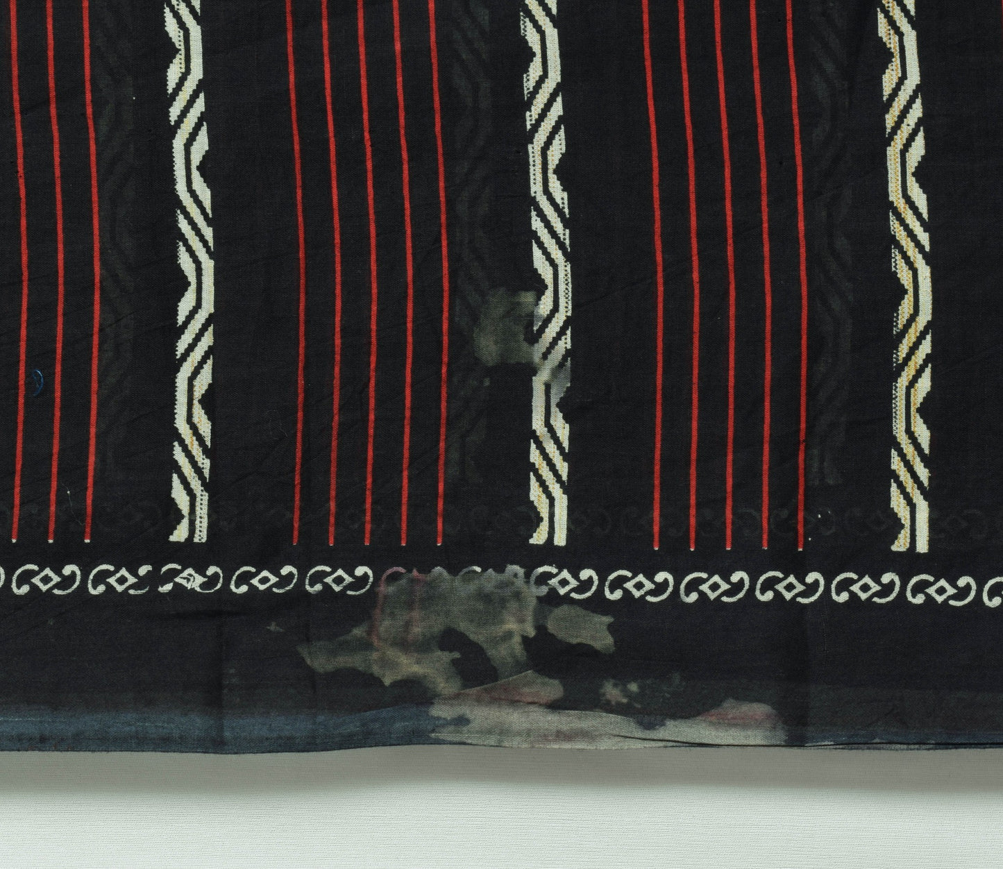 Sushila Vintage Black Saree 100% Pure Cotton Printed Stripes Women Craft Fabric
