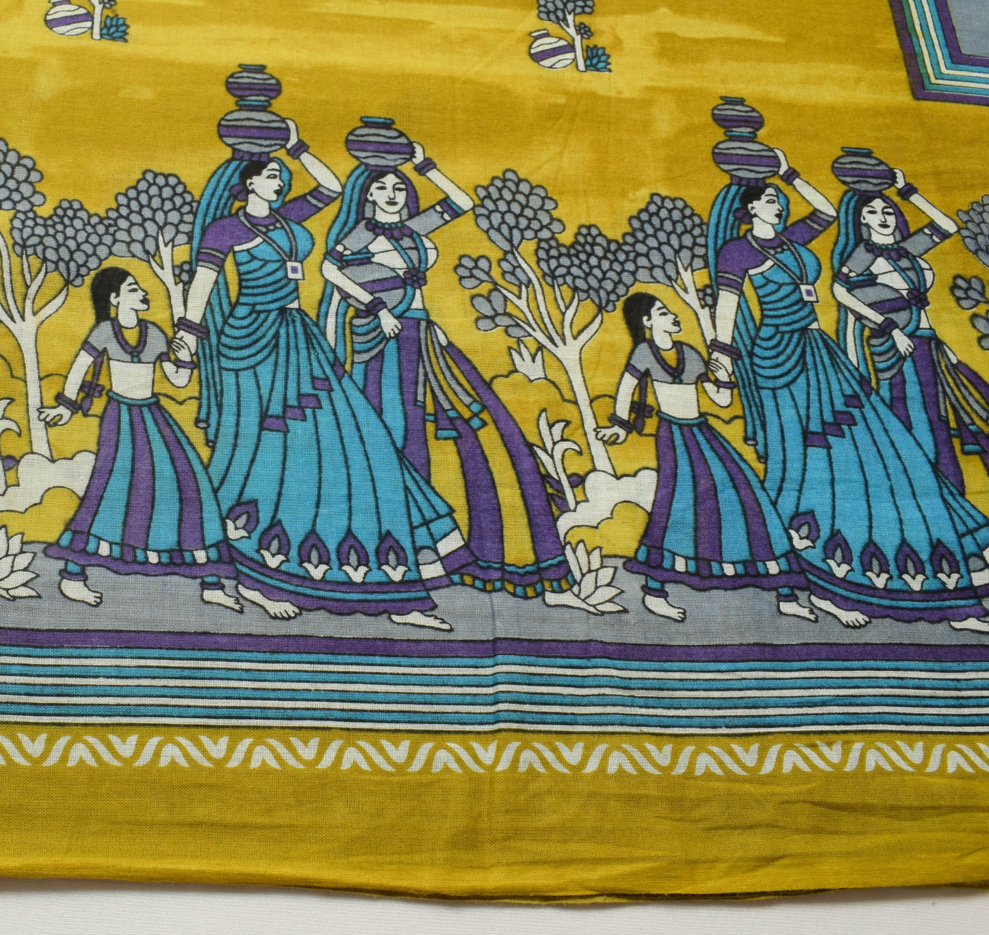 Sushila Vintage Green Women Saree 100% Pure Cotton Printed Human Craft Fabric