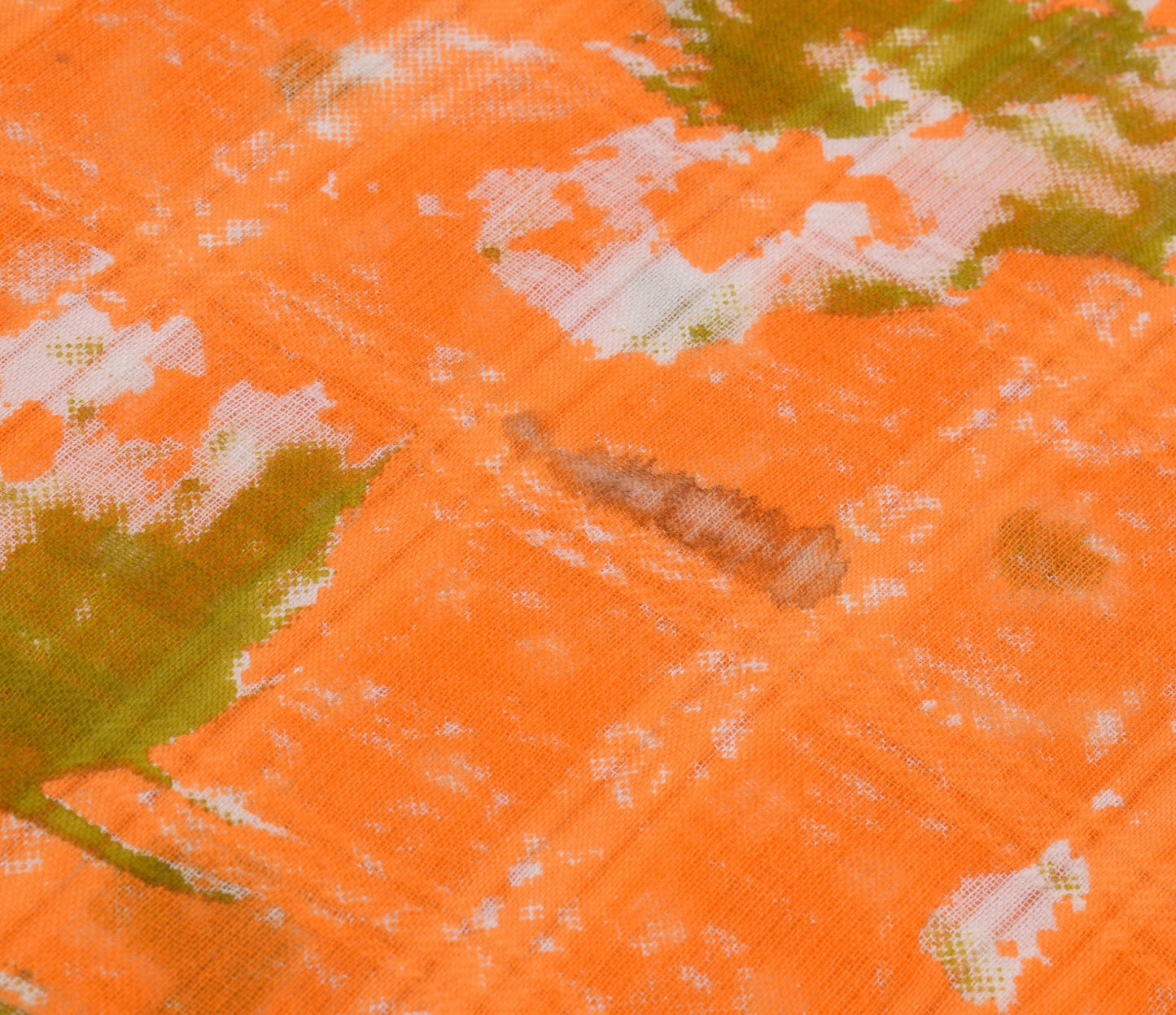 Sushila Vintage Dark Orange Saree 100% Pure Cotton Printed Soft Craft Fabric