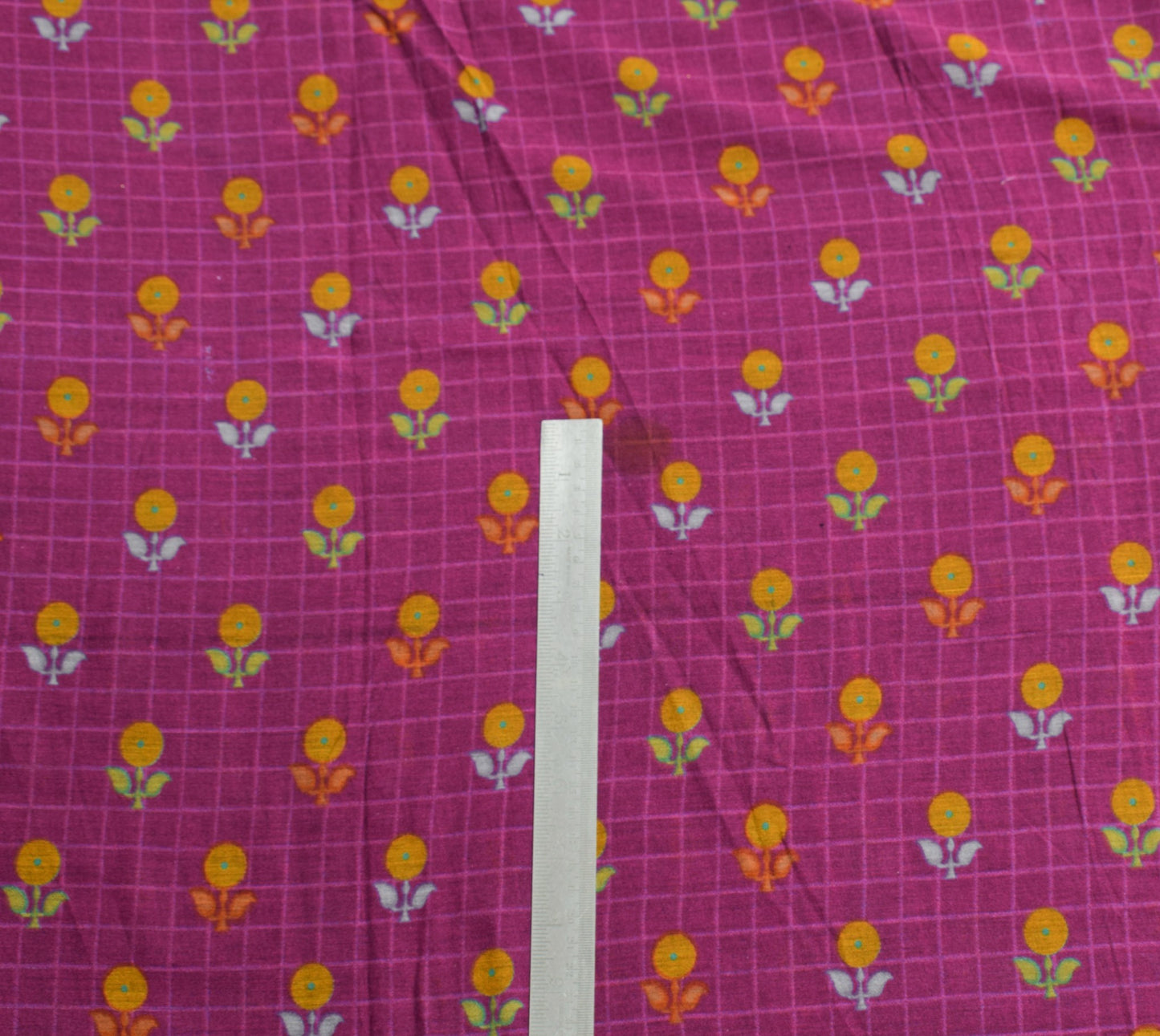 Sushila Vintage Saree 100% Pure Cotton Printed Purple Floral Soft Craft Fabric