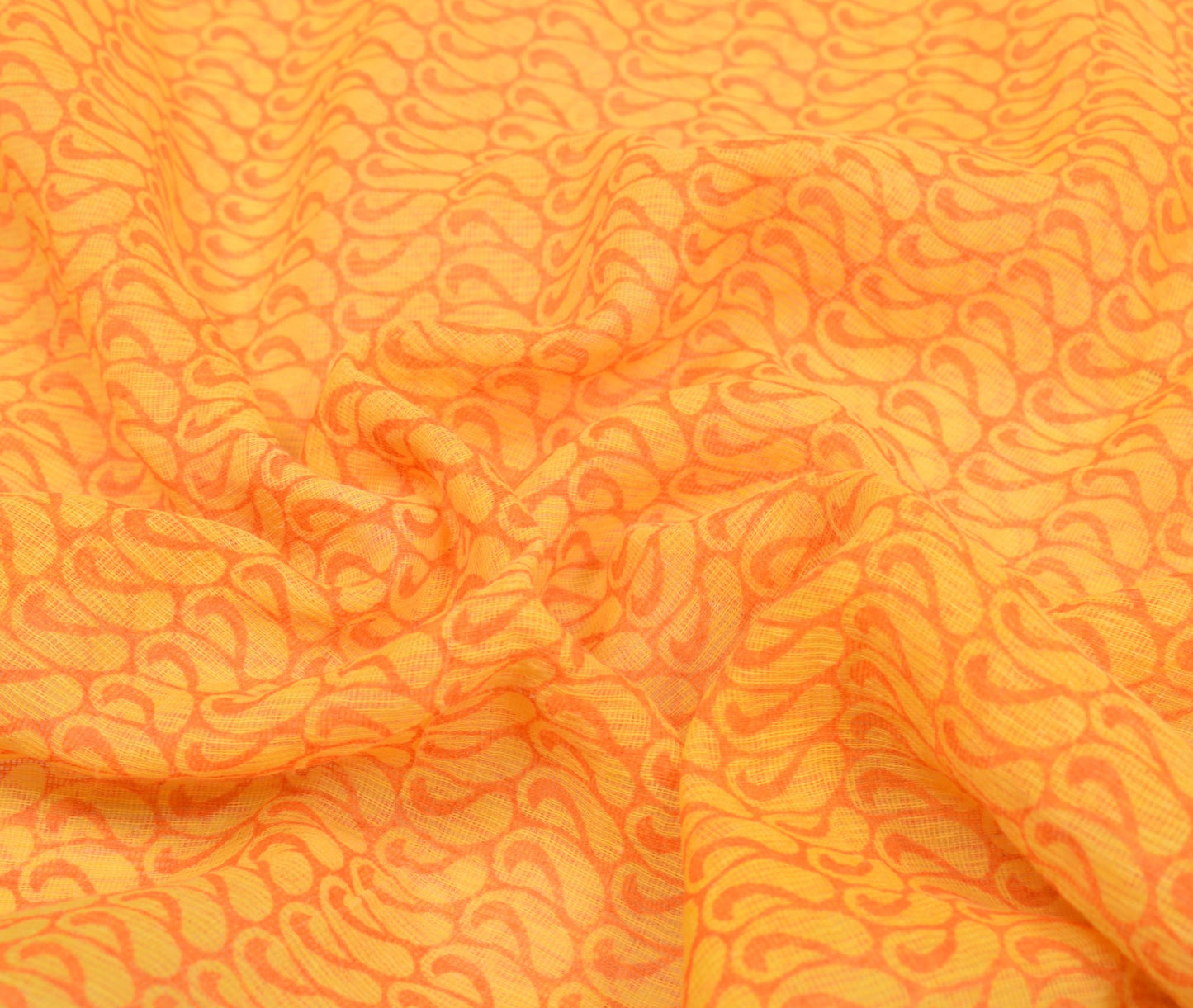 Sushila Vintage Yellow Saree with Border Art Cotton Printed Paisley Craft Fabric