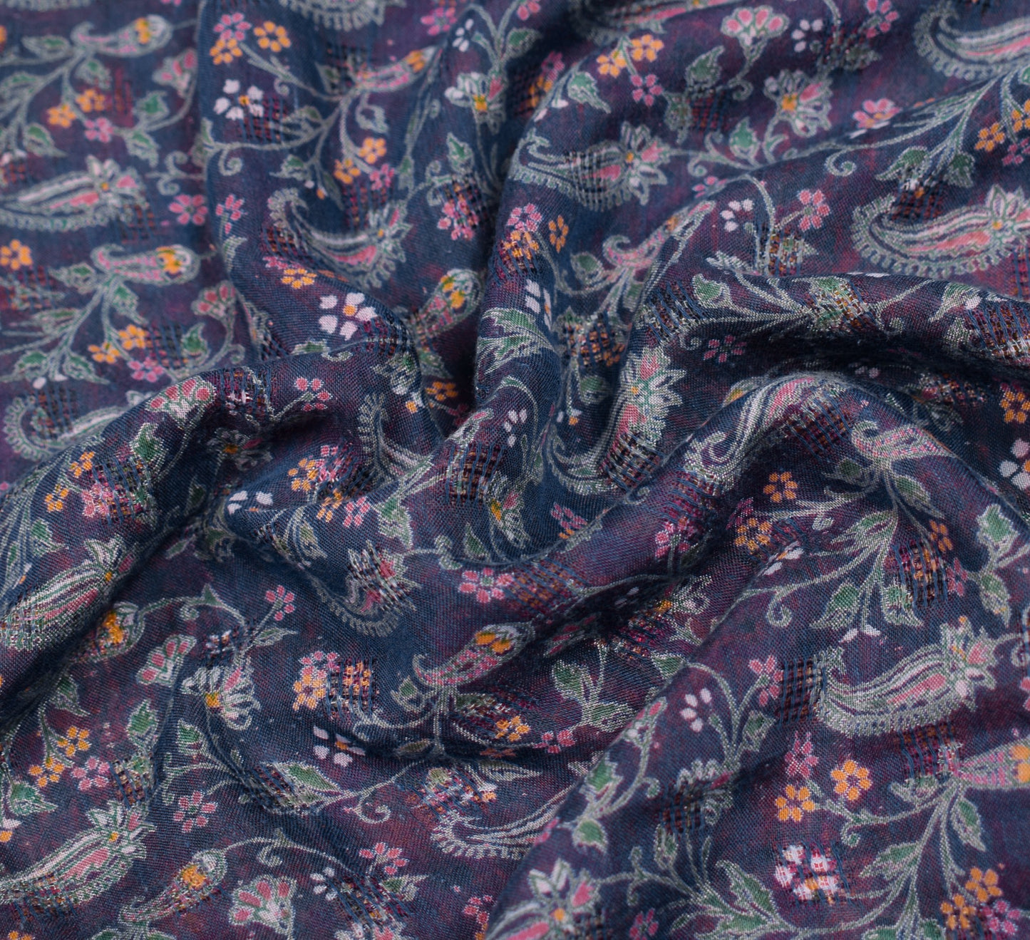 Sushila Vintage Paisley Printed Saree 100% Pure Cotton Blue Soft Craft Fabric