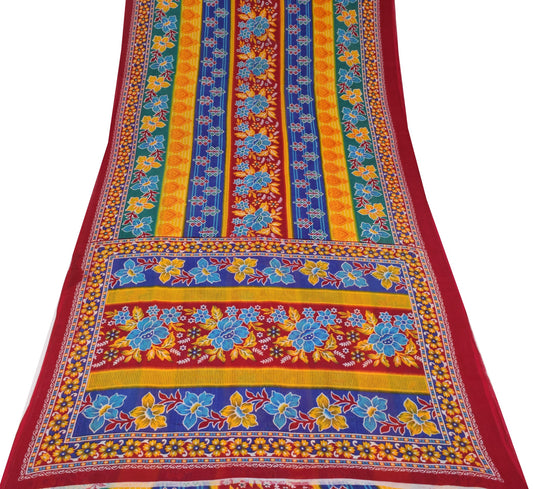 Sushila Vintage Floral Saree Pure Cotton Printed Multi-Color Soft Craft Fabric