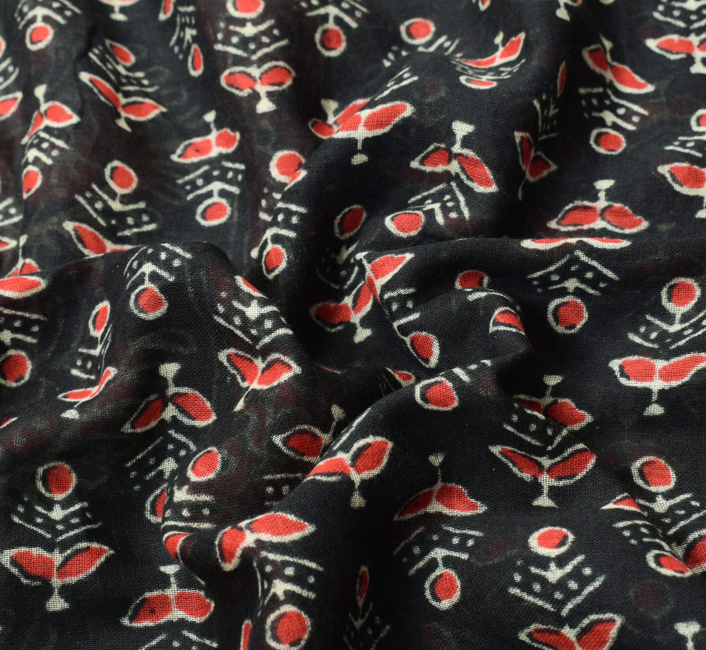 Sushila Vintage Floral Black Saree Pure Cotton Hand Block Printed Soft Fabric