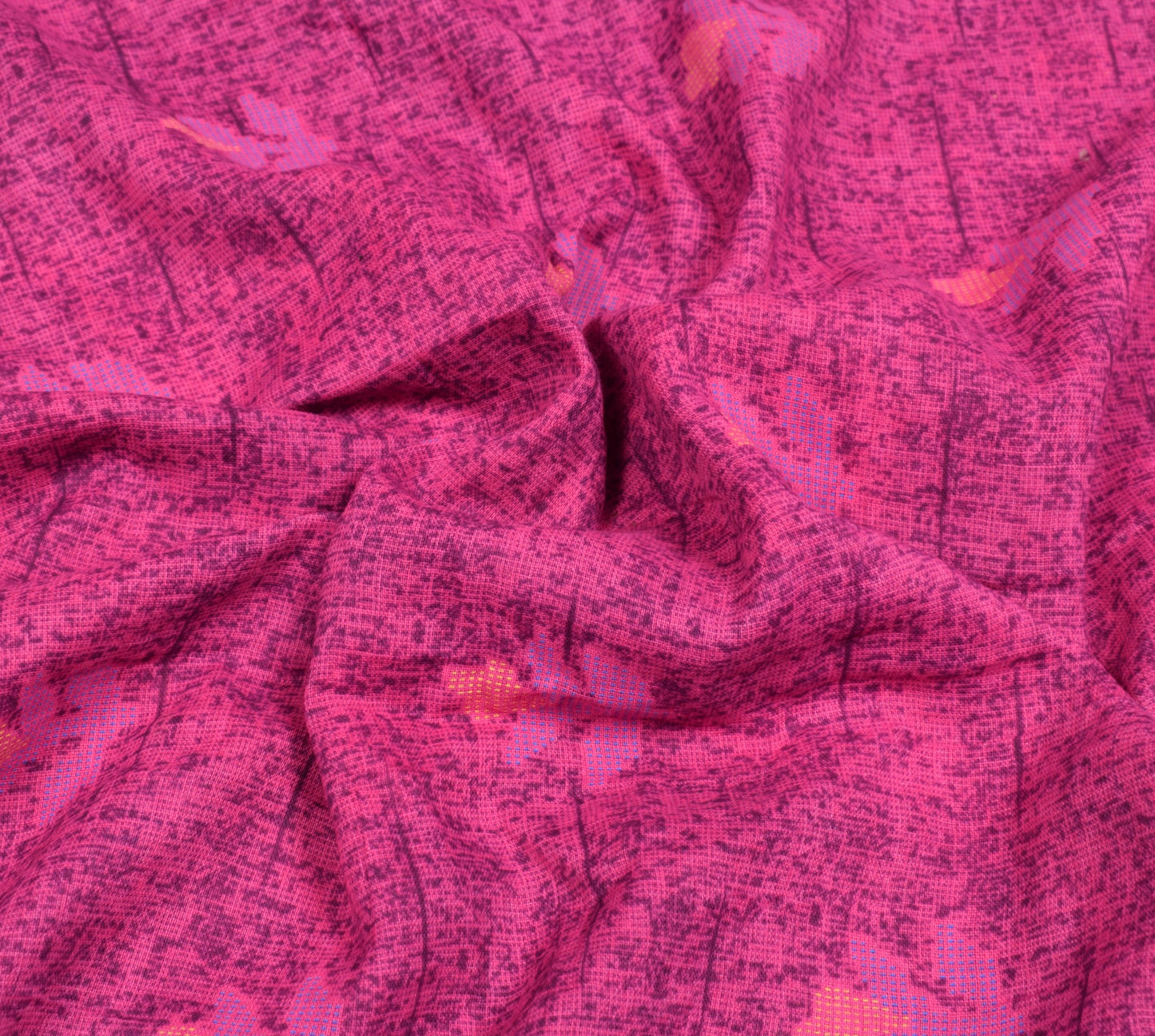 Sushila Vintage Pink Saree Soft Pure Cotton Printed Floral Indian Craft Fabric