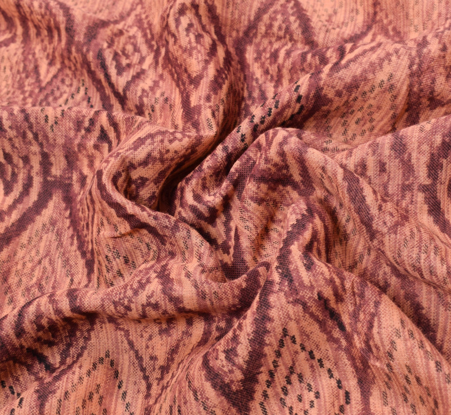 Sushila Vintage Dark Brown Saree Pure Cotton Printed Geometric Soft Craft Fabric