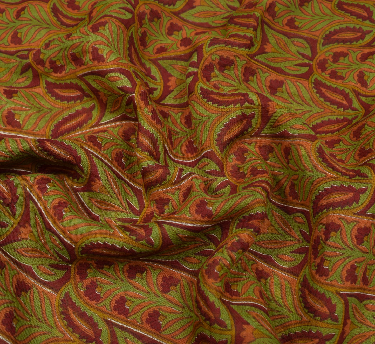 Sushila Vintage Maroon Floral Print Saree Zari Border Pure Cotton Soft Fabric