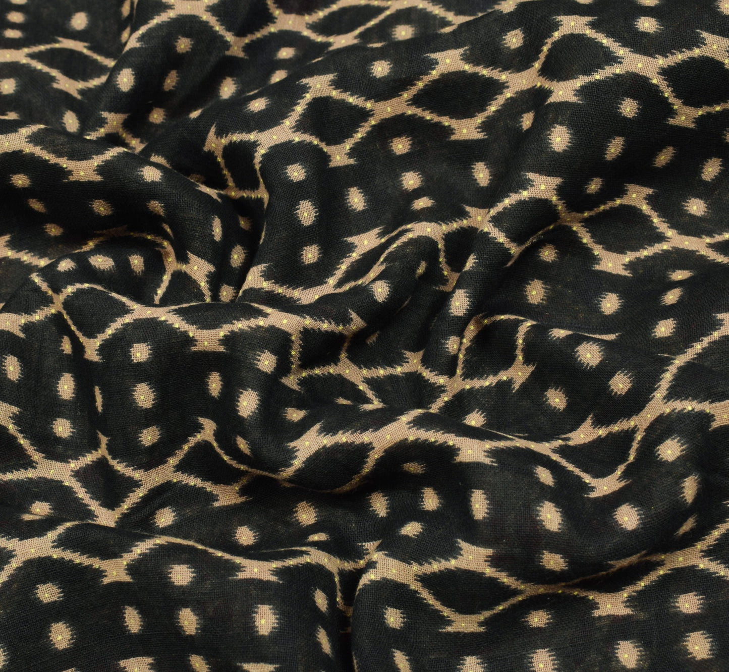 Sushila Vintage Black Saree 100% Pure Cotton Printed Indian Soft Craft Fabric