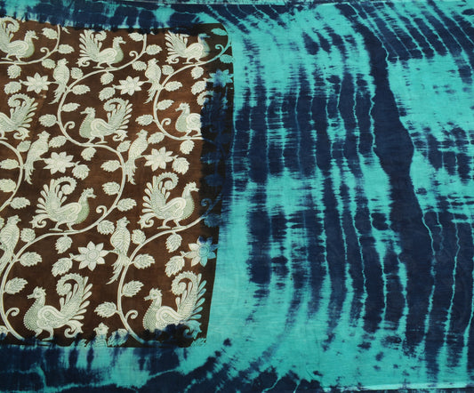 Sushila Vintage Brown Kalamkari Saree 100% Pure Cotton Hand Printed Soft Fabric