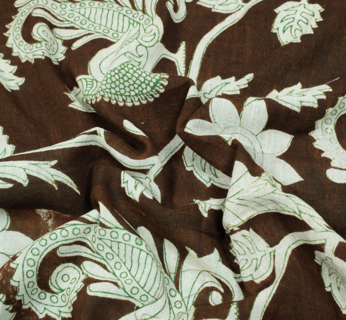 Sushila Vintage Brown Kalamkari Saree 100% Pure Cotton Hand Printed Soft Fabric