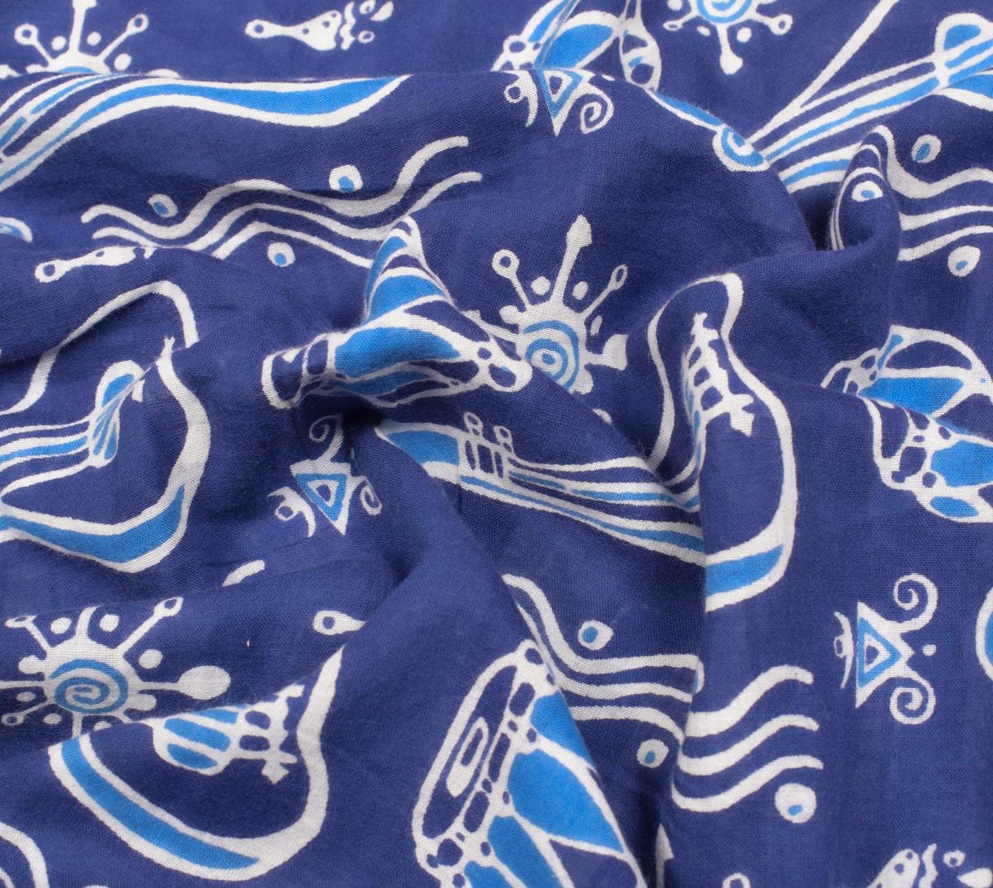 Sushila Vintage Instrumental Saree Pure Cotton Printed Blue Soft Craft Fabric