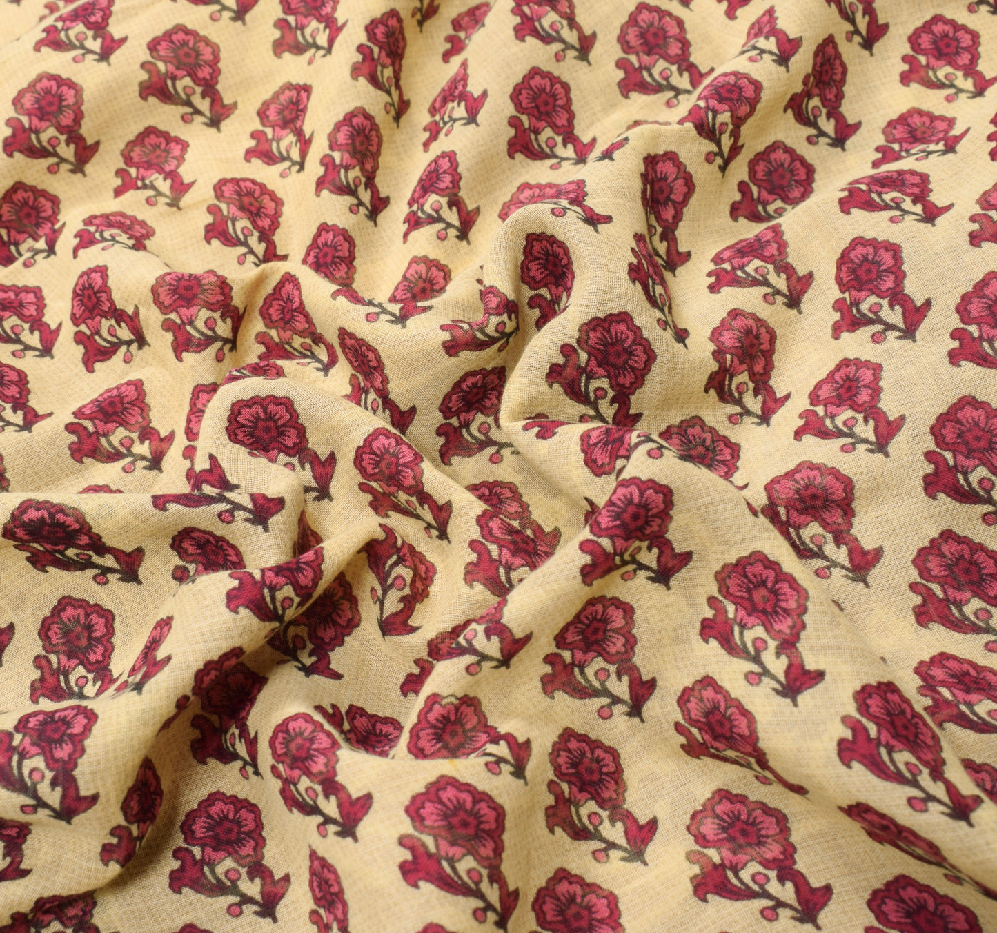 Sushila Vintage Floral Cream Saree with Border Pure Cotton Printed Soft Fabric