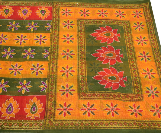 Sushila Vintage Floral Saree Multi-Color Pure Cotton Printed Soft Craft Fabric