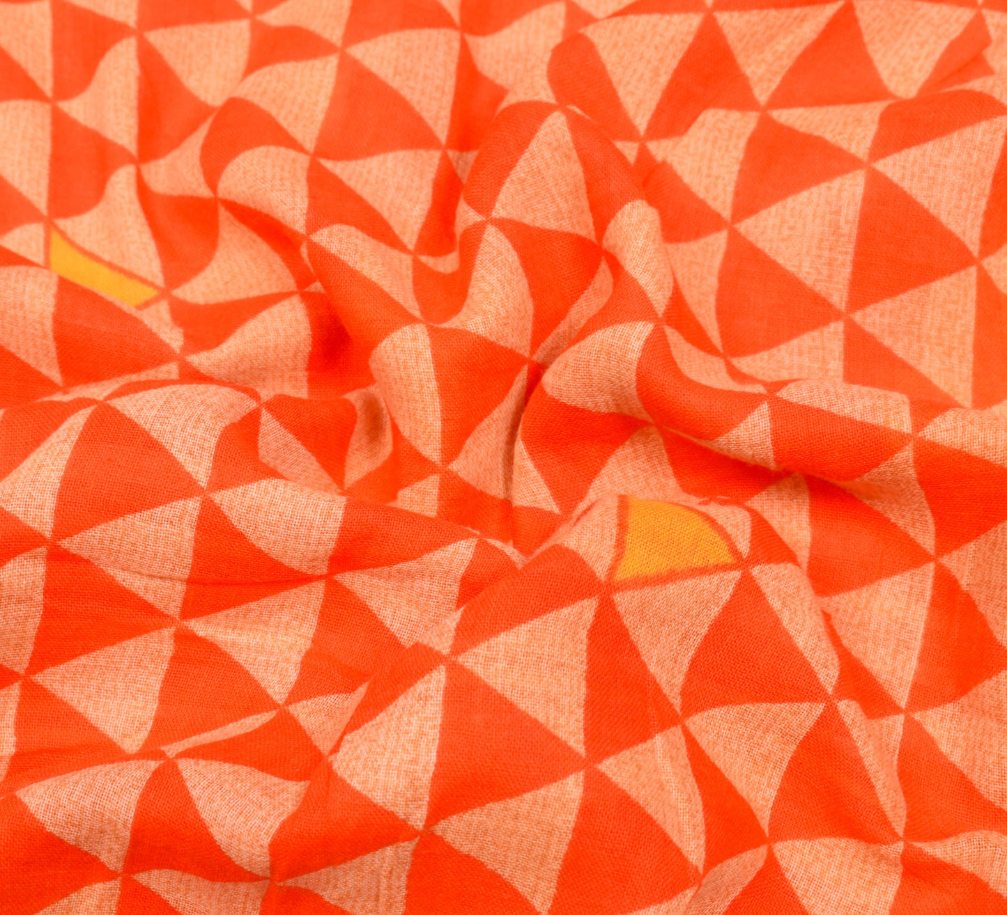Sushila Vintage Orange Saree Geometrical Pure Cotton Printed Soft Craft Fabric