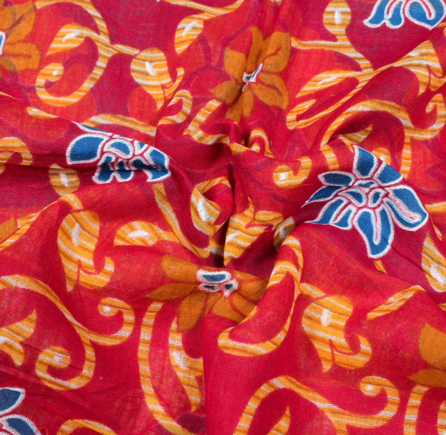 Sushila Vintage Saree 100% Pure Cotton Printed Floral Magenta Craft Dress Fabric