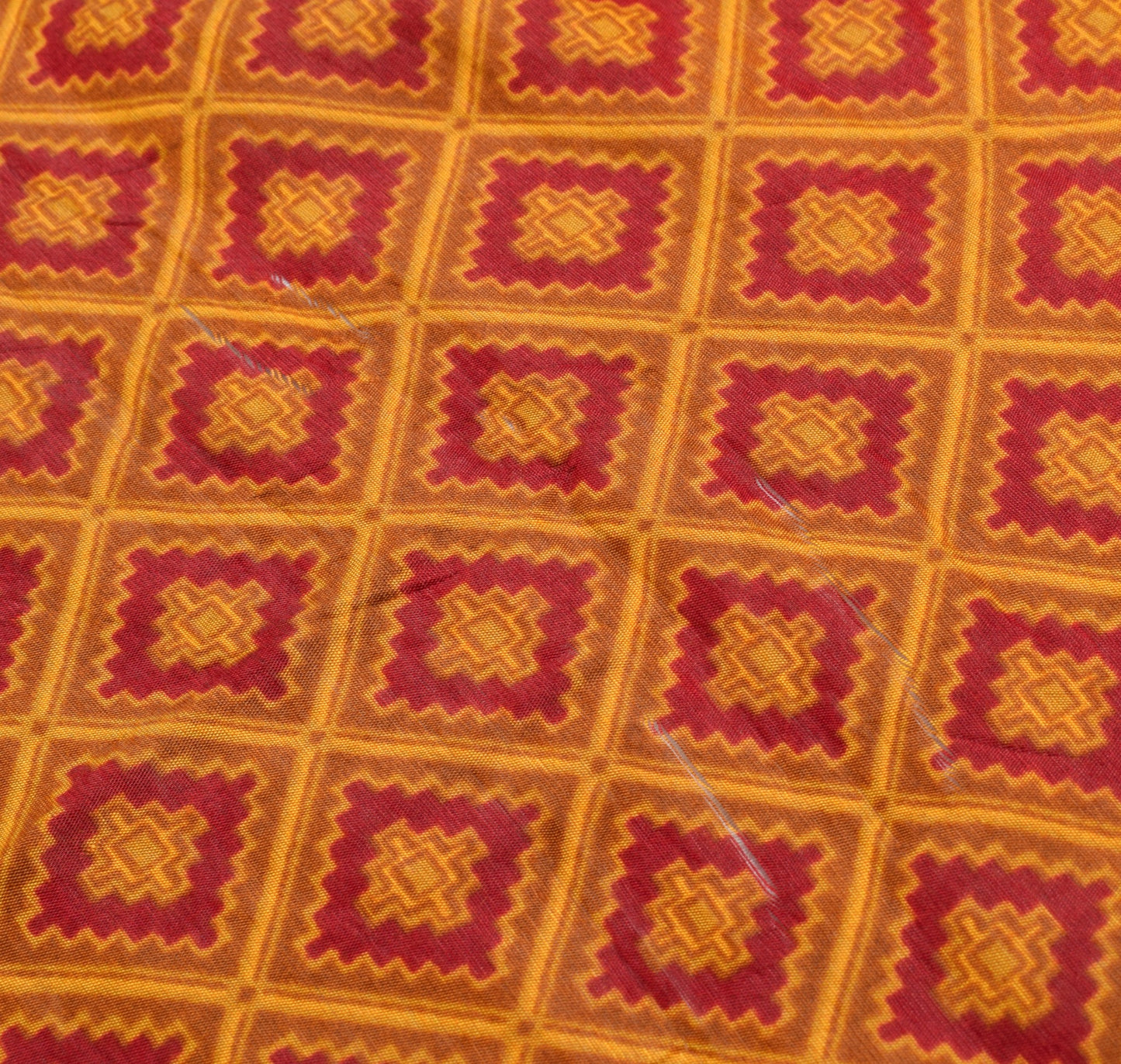 Sushila Vintage Brown Saree Pure Cotton Silk Printed Geometric Soft Craft Fabric