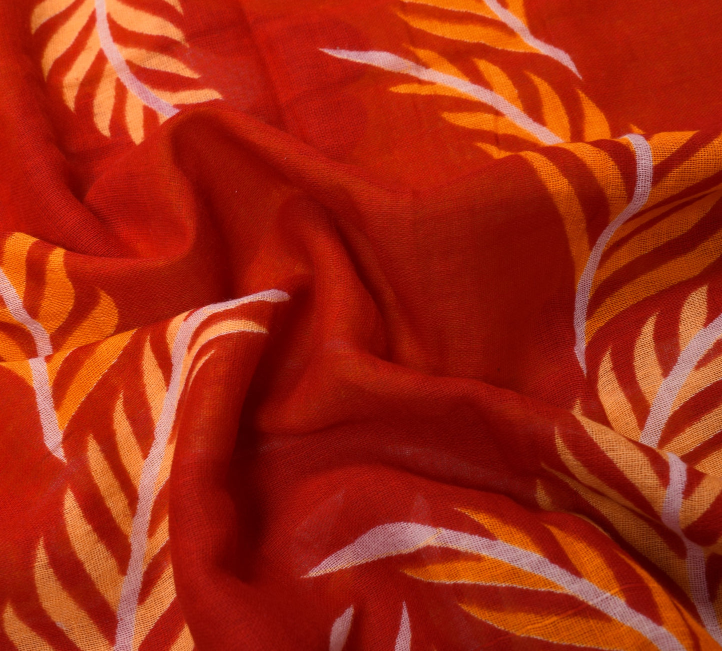 Sushila Vintage Red Orange Saree Pure Cotton Printed Soft Craft Floral Fabric