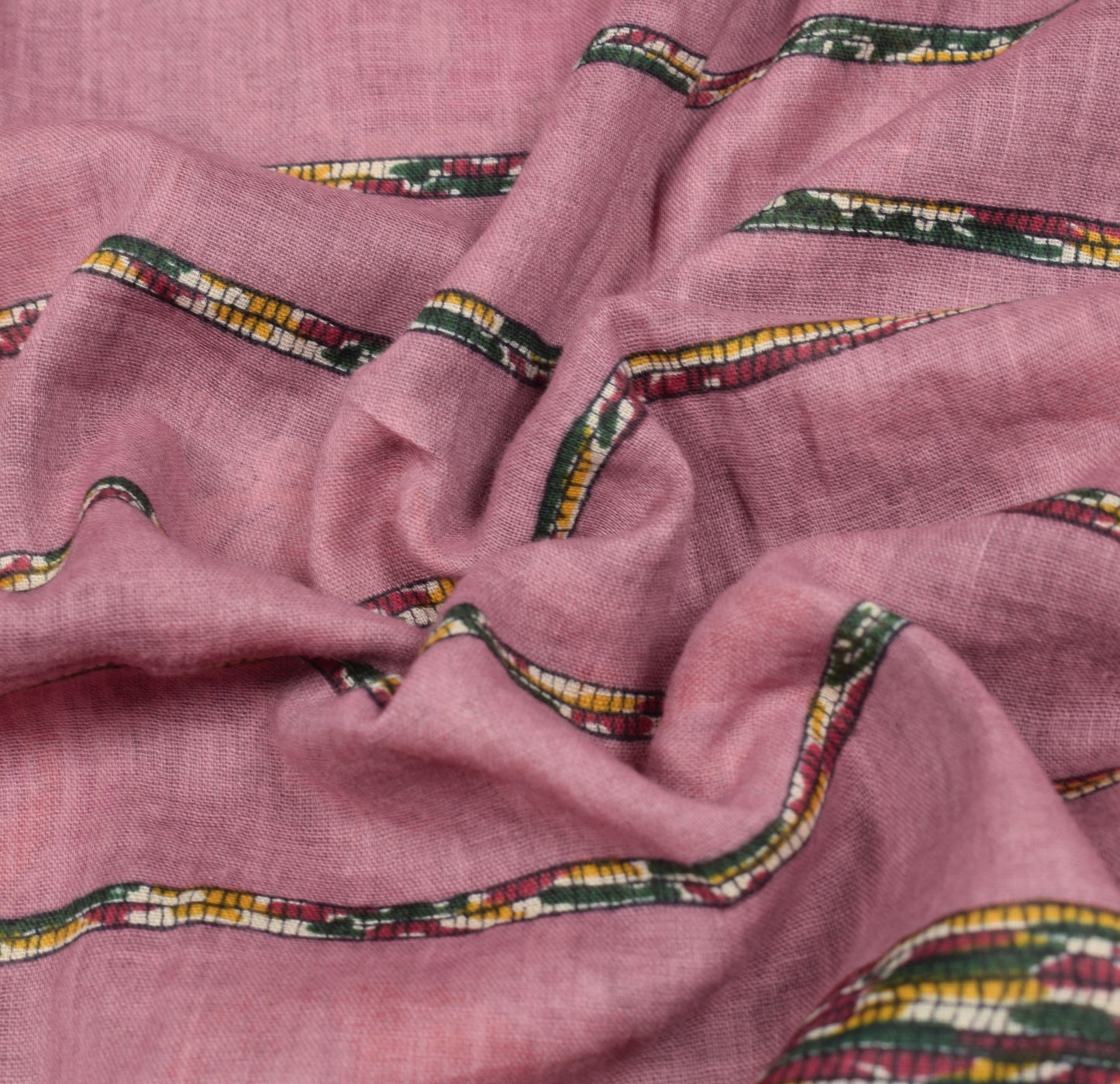 Sushila Vintage Pink Saree 100% Pure Cotton Kalamkari Printed Soft Craft Fabric