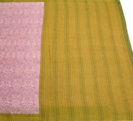 Sushila Vintage Mauve Paisley Saree 100% Pure Cotton Printed Soft Craft Fabric
