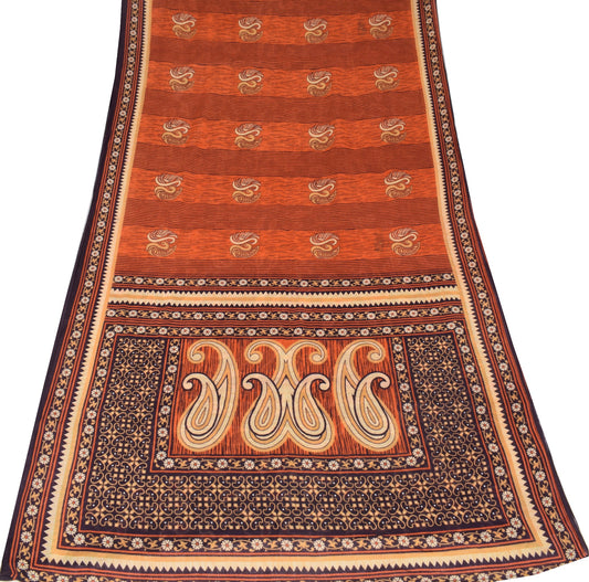 Sushila Vintage Dark Purple Saree 100% Pure Cotton Printed Soft Craft Fabric