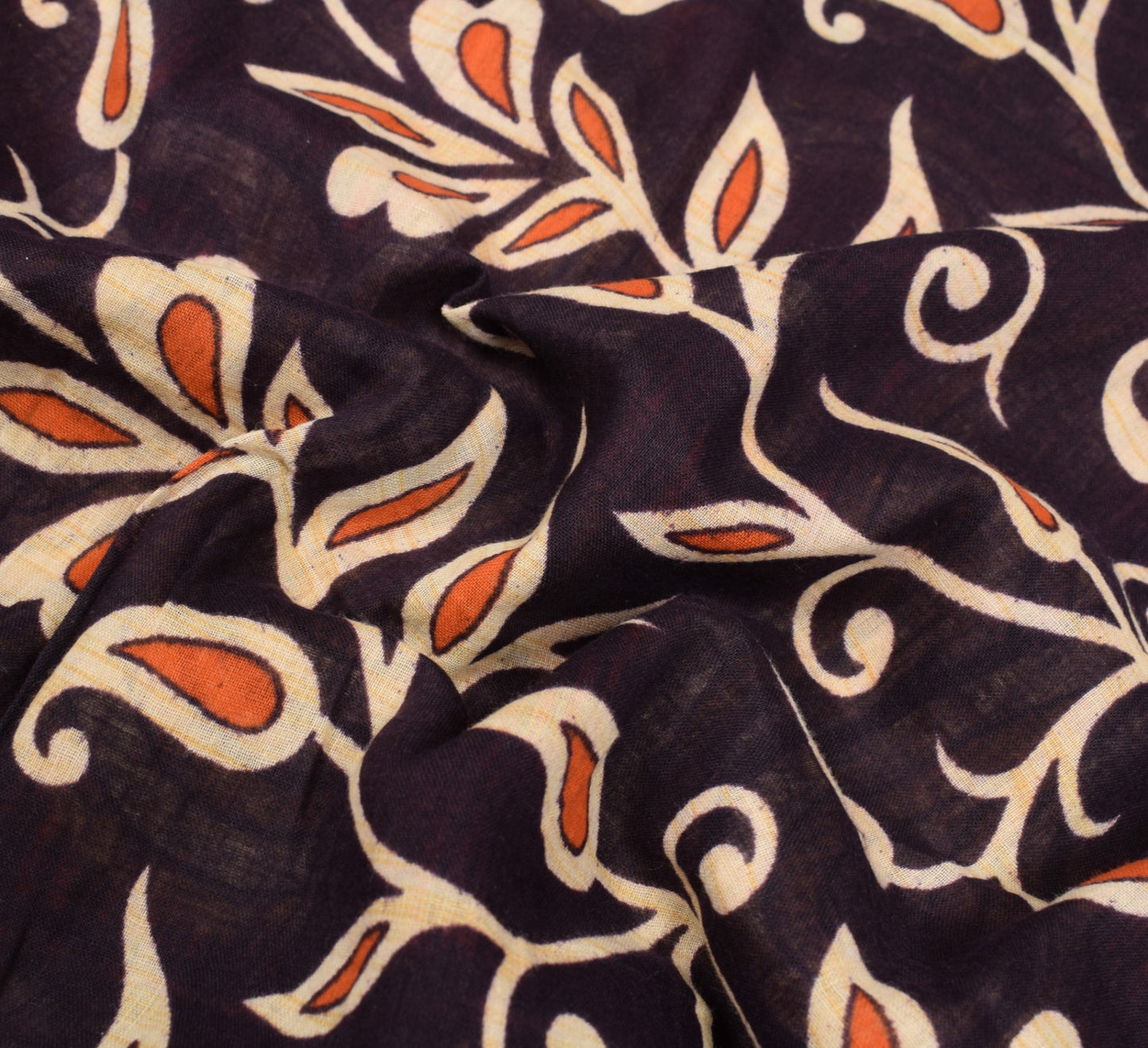 Sushila Vintage Dark Purple Saree 100% Pure Cotton Printed Soft Craft Fabric