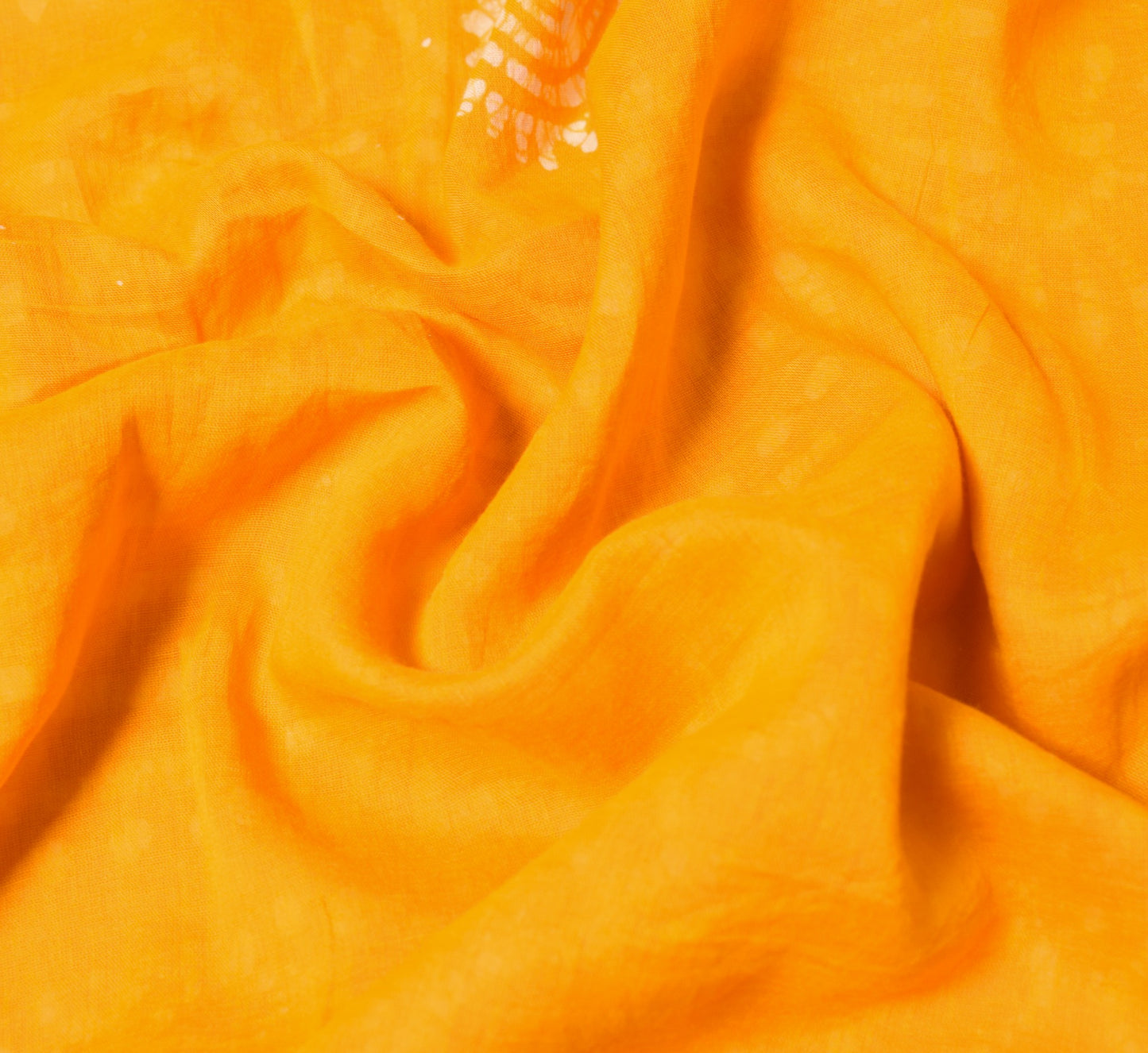 Sushila Vintage Yellow Orange Saree 100% Pure Cotton Printed Batik Soft Fabric
