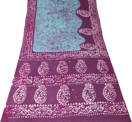 Sushila Vintage Batik Printed Saree 100%Pure Cotton 6Yard Sari Soft Craft Fabric