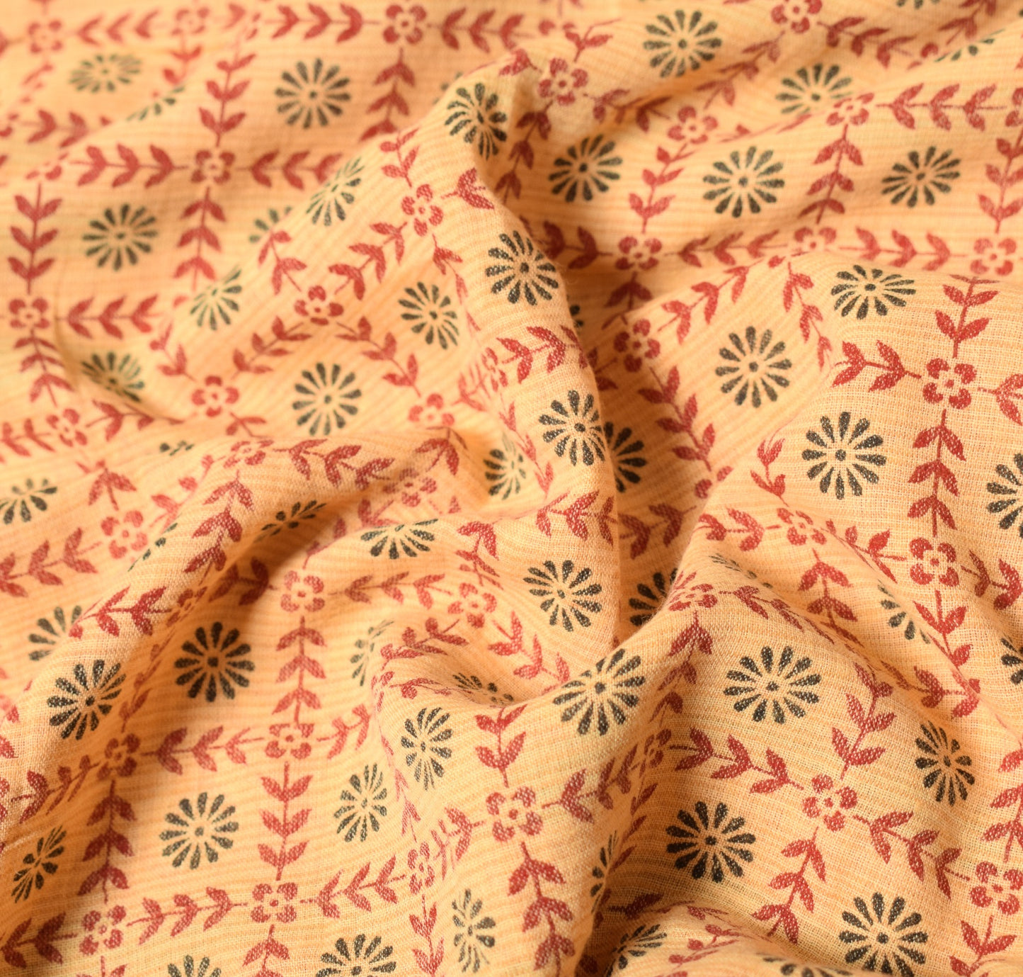 Sushila Vintage Floral Zaal Saree Pure Cotton Printed Yellow Soft Craft Fabric