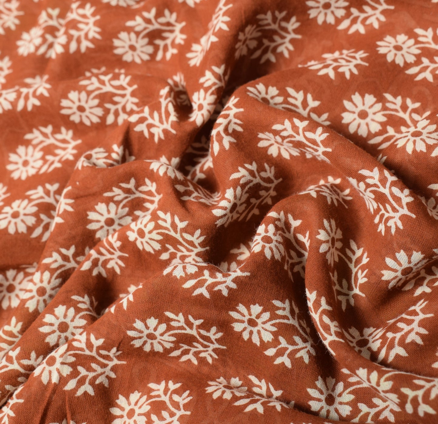 Sushila Vintage Floral Brown Saree 100% Pure Cotton Printed Soft Craft Fabric