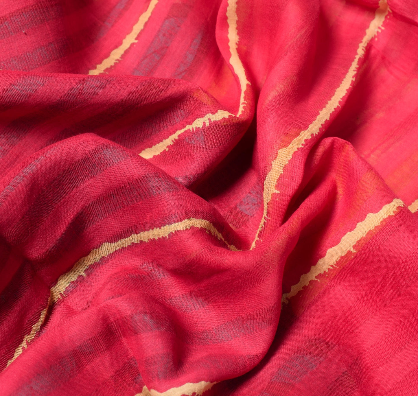 Sushila Vintage Magenta Saree 100%Pure Cotton Printed Abstract Soft Craft Fabric