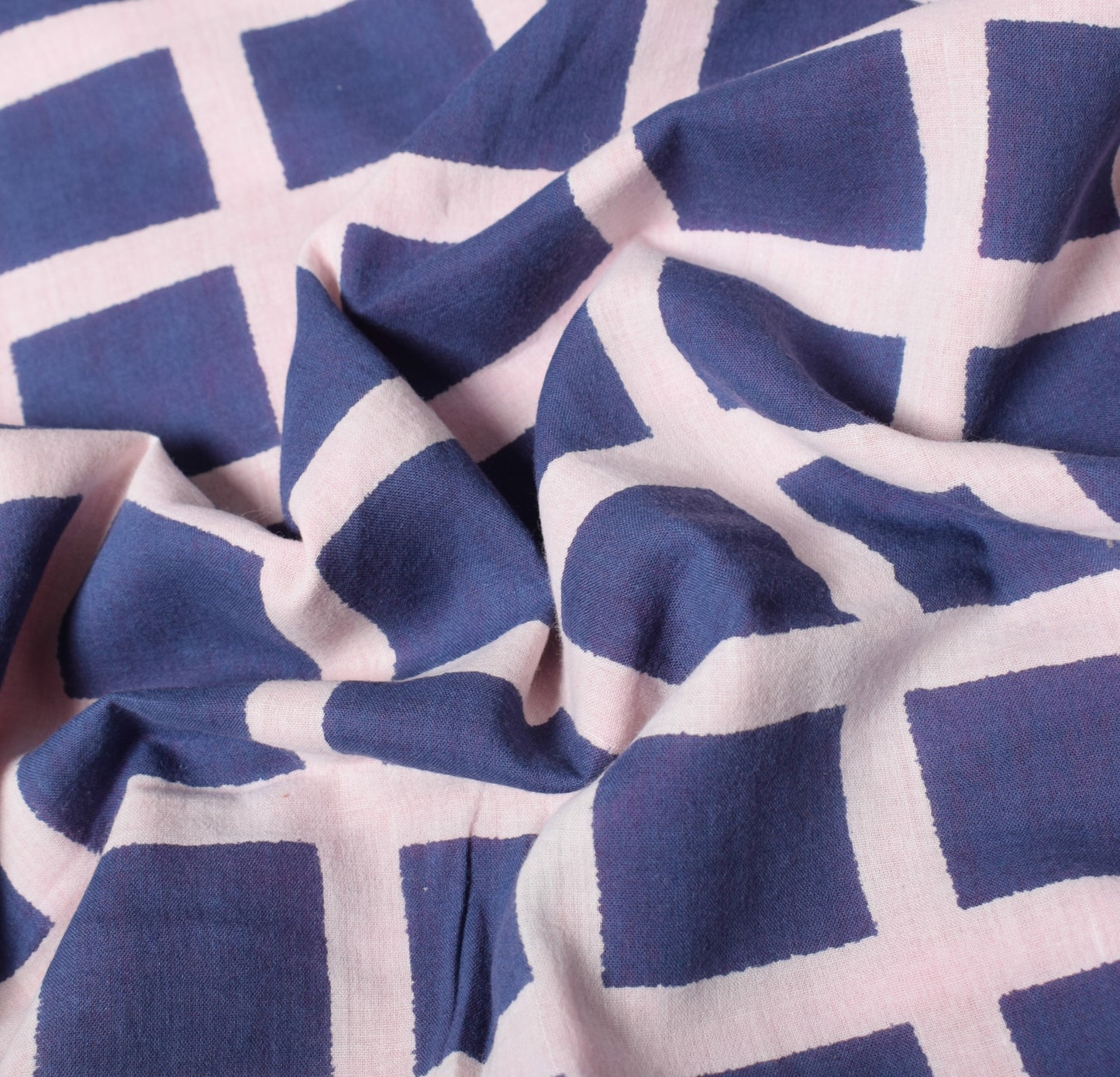 Sushila Vintage Checks Blue Magenta Saree Pure Cotton Printed Soft Craft Fabric