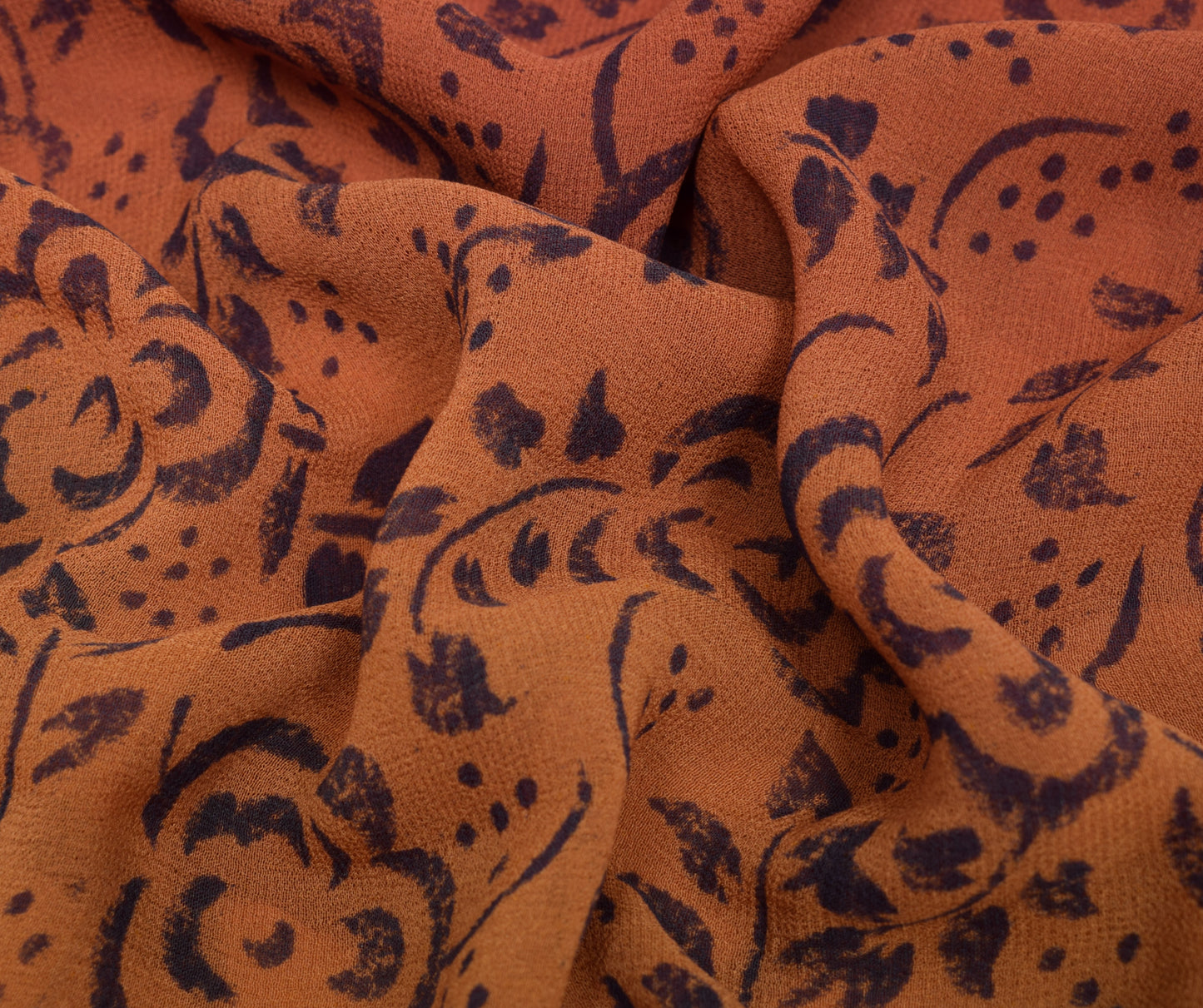 Sushila Vintage Indian Saree 100%Pure Georgette Silk Printed Floral Craft Fabric