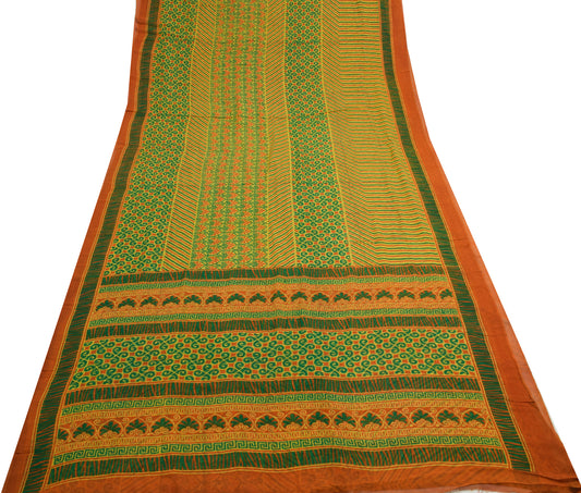 Sushila Vintage Multi-Color Saree 100% Pure Georgette Silk Printed Floral Fabric