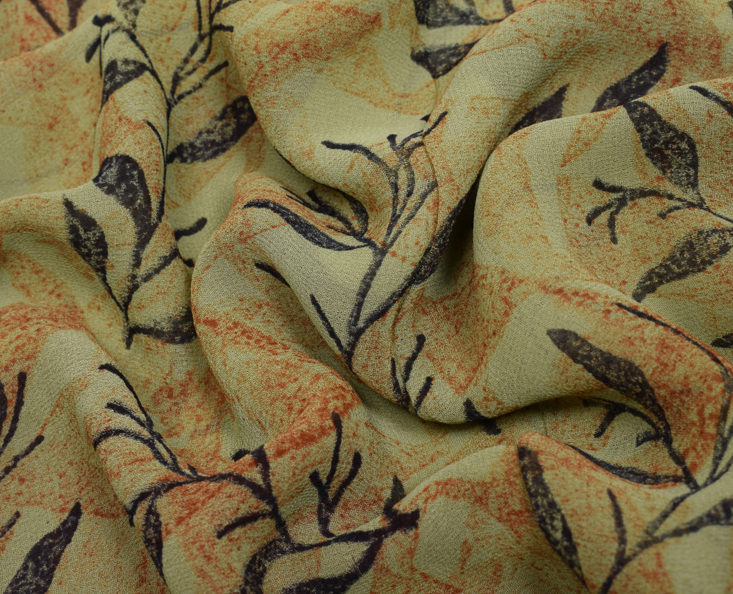 Sushila Vintage Green Saree 100% Pure Georgette Silk Floral Printed Craft Fabric