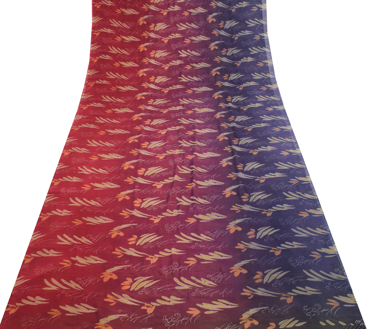Sushila Vintage Blue Saree 100% Pure Georgette Silk Printed Floral Craft Fabric