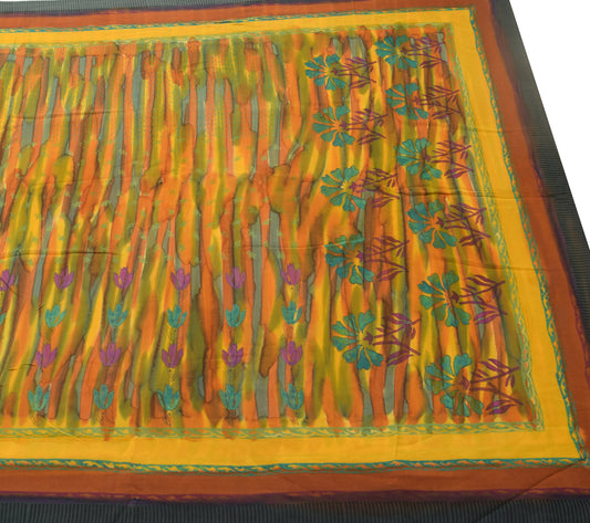 Sushila Vintage Saree 100% Pure Georgette Silk Printed Multi-Color Floral Fabric