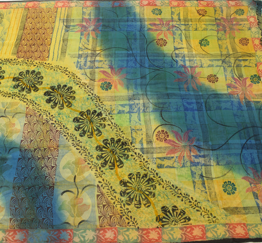Sushila Vintage Floral Saree 100% Pure Georgette Silk Printed Multi-Color Fabric