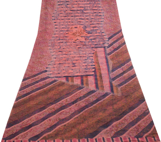 Sushila Vintage Saree 100% Pure Georgette Silk Printed Multi-Color Craft Fabric