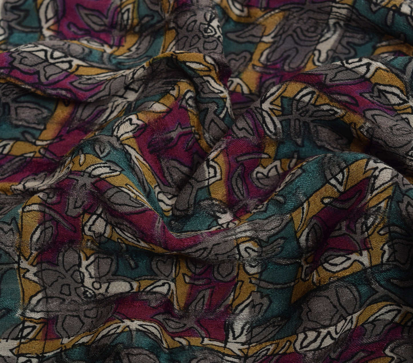 Sushila Vintage Purple Saree 100%Pure Georgette Silk Floral Printed&Woven Fabric