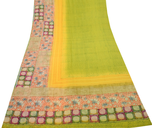 Sushila Vintage Saree 100% Pure Georgette Silk Printed Floral Multi-Color Fabric